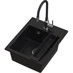 Ruvetti Natu Box zlewozmywak 50x40 cm z baterią i akcesoriami czarny/stal LP_3200-NB4050BC_W