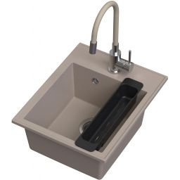 Ruvetti Natu Box zlewozmywak 50x40 cm z baterią i akcesoriami beżowy/stal LP_3200-NB4050BE_W