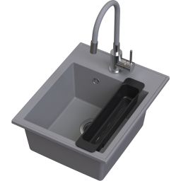 Ruvetti Natu Box zlewozmywak 50x40 cm z baterią i akcesoriami szary/stal LP_3200-NB4050GR_W