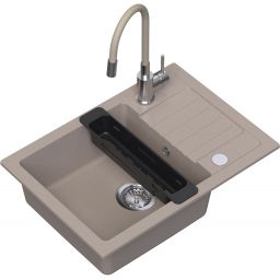 Ruvetti Natu Compact zlewozmywak 62x44 cm z baterią i akcesoriami beżowy/stal LP_3200-NC6244BE_W