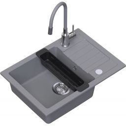 Ruvetti Natu Compact zlewozmywak 62x44 cm z baterią i akcesoriami szary/stal LP_3200-NC6244GR_W