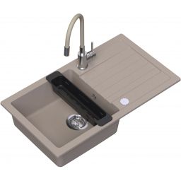 Ruvetti Natu Maxi zlewozmywak 77x44 cm z baterią i akcesoriami beżowy/stal LP_3200-NM7744BE_W