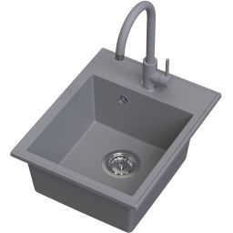 Ruvetti Tito Box zlewozmywak 50x40 cm z baterią szary LP_3200-TB4050GR_W