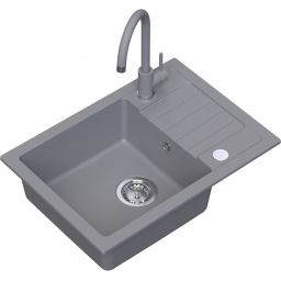 Ruvetti Tito Compact zlewozmywak 62x44 cm z baterią i akcesoriami szary LP_3200-TC6244GR_W