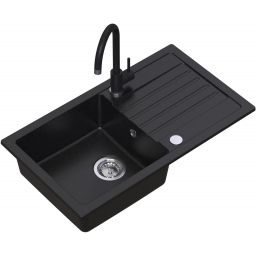 Ruvetti Tito Maxi zlewozmywak 77x44 cm z baterią i akcesoriami czarny LP_3200-TM7744BC_W