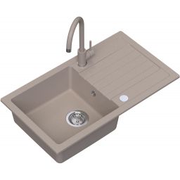 Ruvetti Tito Maxi zlewozmywak 77x44 cm z baterią i akcesoriami beżowy LP_3200-TM7744BE_W