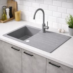 Ruvetti Tito Maxi zlewozmywak 77x44 cm z baterią i akcesoriami szary LP_3200-TM7744GR_W