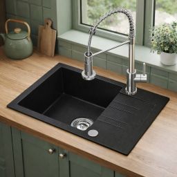 Ruvetti Cooksy Chef zlewozmywak 60x44 cm z baterią czarny/stal LP_CC6244BC-SE