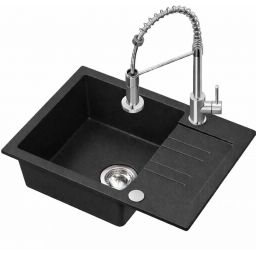 Ruvetti Cooksy Chef zlewozmywak 60x44 cm z baterią czarny/stal LP_CC6244BC-SE