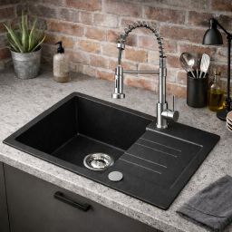 Ruvetti Cooksy Chef zlewozmywak 60x44 cm z baterią czarny/stal LP_CC6244BC-SE