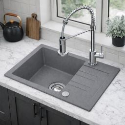 Ruvetti Cooksy Chef zlewozmywak 60x44 cm z baterią szary/stal LP_CC6244GR-SE