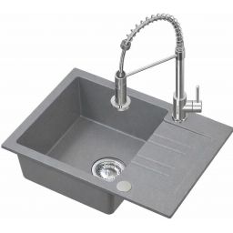 Ruvetti Cooksy Chef zlewozmywak 60x44 cm z baterią szary/stal LP_CC6244GR-SE