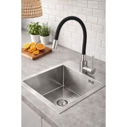 Ruvetti Look zlewozmywak 45x40 cm z baterią stal/czarny LPLOOK405200BSS