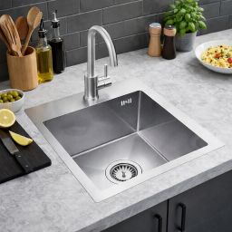 Ruvetti Look zlewozmywak 50x45 cm z baterią stal LPLOOK505200BSF