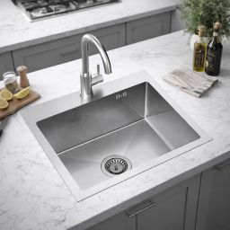 Ruvetti Look zlewozmywak 50x45 cm z baterią stal LPLOOK505200BSF