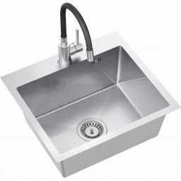 Ruvetti Look zlewozmywak 50x45 cm z baterią stal/czarny LPLOOK505200BSS