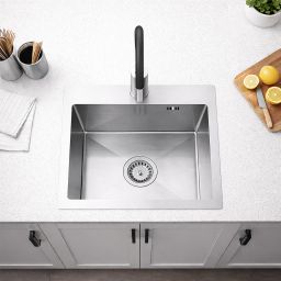 Ruvetti Look zlewozmywak 50x45 cm z baterią stal/czarny LPLOOK505200BSS