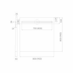 Schedline Slight Line S1 brodzik podpłytkowy 90 cm 10ST.1S3-9090