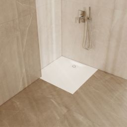 Schedline Magnific White Stone brodzik kwadratowy z maskownicą 80x80 cm biały 3SP.M1K-8080/B/ST-M9/B/ST