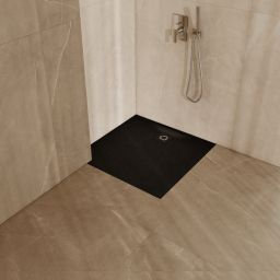 Schedline Magnific Black Stone brodzik kwadratowy z maskownicą 90x90 cm czarny 3SP.M1K-9090/C/ST-M9/C/ST