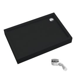 Schedline Favory Plus Black Mat brodzik prostokątny z syfonem 100x80 cm czarny 3ST.F1P-80100/C/MG