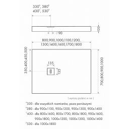 Schedline Nonlimits White Stone brodzik 160x90 cm prostokątny biały kamień 3ST.N1P-90160/B/ST-M1/B/ST