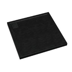 Schedpol Omega Black Stone brodzik 80x80 cm kwadratowy Stonicryl struktura czarnego kamienia 3.0458/C/ST