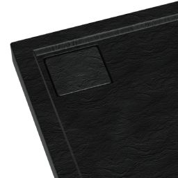 Schedpol Omega Black Stone brodzik 80x80 cm kwadratowy Stonicryl struktura czarnego kamienia 3.0458/C/ST