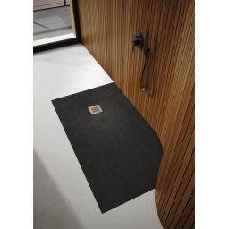 Schedpol Kalait Black Stone brodzik 90x90 cm kwadratowy Stonicryl czarny 3.3101/C/ST-M2