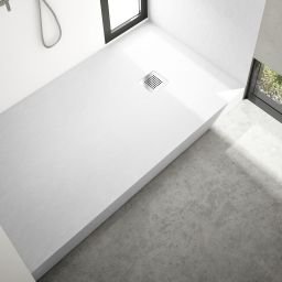Schedpol New Horizons White Stone brodzik 100x100 cm kwadratowy biały 3.3302/B/ST-M2