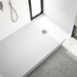 Schedpol New Horizons White Stone brodzik 90x80 cm prostokątny biały 3.3355/B/ST-M2