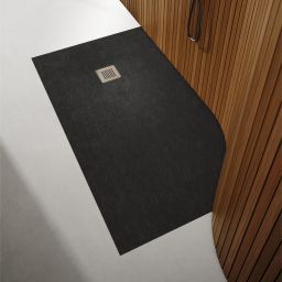 Schedpol Kalait Black Stone brodzik 90x90 cm kwadratowy Stonicryl czarny 3.3101/C/ST-M2