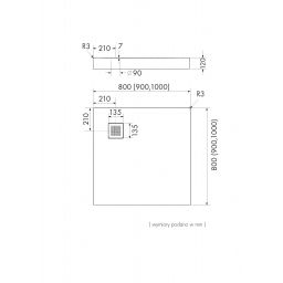 Schedpol New Horizons Black Stone brodzik 100 cm kwadratowy czarny 3.3302/C/ST-M2