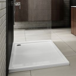 Schedpol Corrina New brodzik 140x80 cm prostokątny Stonicryl biały 3.4340