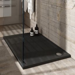 Schedpol Caspar New Black Stone brodzik 100x90 cm prostokątny czarny 3.2345/C/ST