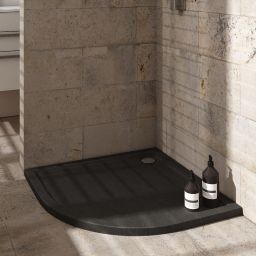 Schedpol Caspar New Black Stone brodzik 90x90 cm półokrągły czarny 3.2334/C/ST