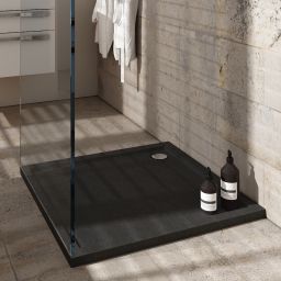 Schedpol Caspar New Black Stone brodzik 80 cm kwadratowy czarny 3.2330/C/ST