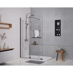 Sea-Horse Creative ścianka prysznicowa walk-in 140 cm czarny mat/szkło przezroczyste BK258T14K