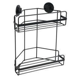 Sepio Loft Black półka łazienkowa 26 cm narożna podwójna czarna 10POL2PNARBLA