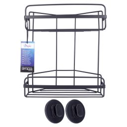Sepio Loft Black półka łazienkowa 26 cm narożna podwójna czarna 10POL2PNARBLA
