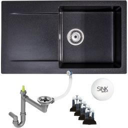 Sink Quality Magnesia Brocade zlewozmywak granitowy 76,5x44,8 cm czarny metalik MAG.B.1KDO.X