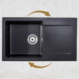 Sink Quality Magnesia Brocade zlewozmywak granitowy 76,5x44,8 cm czarny metalik MAG.B.1KDO.X