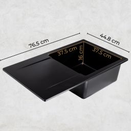 Sink Quality Magnesia Black zlewozmywak granitowy 76,5x44,8 cm czarny MAG.C.1KDO.X