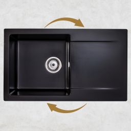 Sink Quality Magnesia Black zlewozmywak granitowy 76,5x44,8 cm czarny MAG.C.1KDO.X