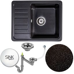 Sink Quality Sapphire Brocade zlewozmywak granitowy 56,5x46 cm czarny metalik SAP.B.1KKO.X