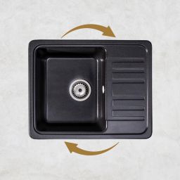 Sink Quality Sapphire Brocade zlewozmywak granitowy 56,5x46 cm czarny metalik SAP.B.1KKO.X