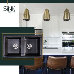 Sink Quality Sapphire Brocade zlewozmywak granitowy 79,5x46 cm czarny metalik SAP.B.2KBO.X