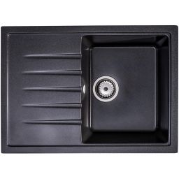 Sink Quality Titanite Brocade zlewozmywak granitowy 68x49,5 cm czarny metalik TIT.B.1KKO.X