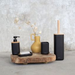 Sealskin Mind zestaw akcesoriów: dozownik do mydła i kubek na szczoteczki czarny/drewno 800062