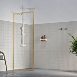 Sealskin Contour Walk-In ścianka prysznicowa 90 cm wolnostojąca złoty szczotkowany/szkło przezroczyste CDA30886495100